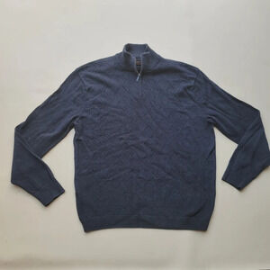 Perry Ellis Mens 1/4 Zip Classic Fit Stretch Knit Pullover Sweater Black Sz L